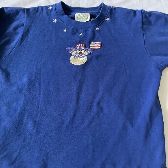 Quacker Factory Womens Blue Long-Sleeve Snowman & American Flag Embellished Shir - Picture 7 of 12